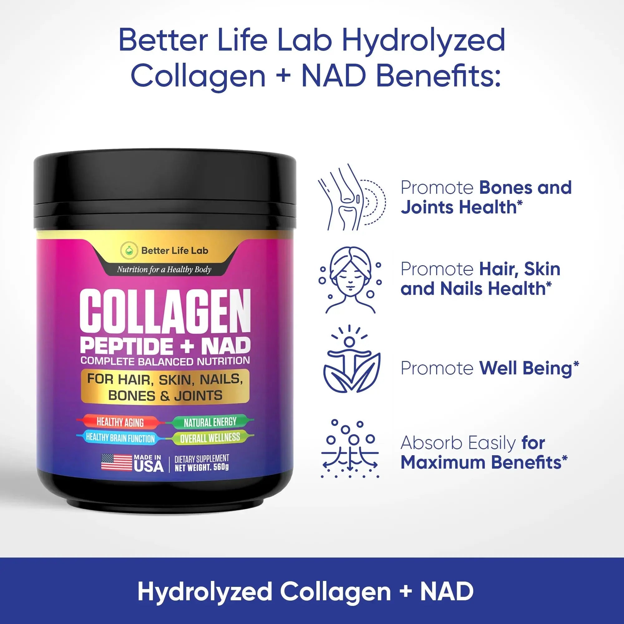Collagen Peptide for Hair, Skin, Nails, Bones & Joint - Better Life Lab