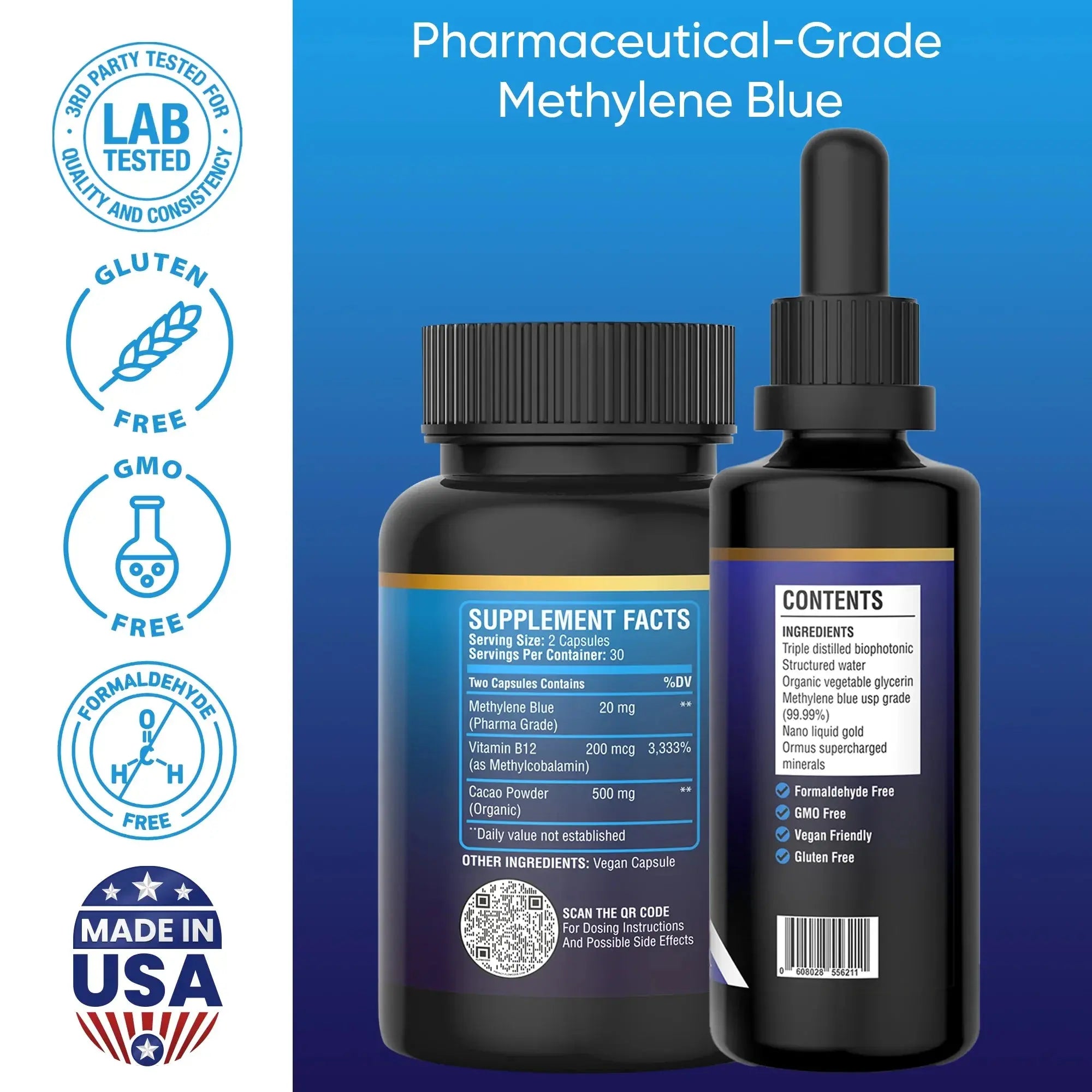 Methylene Blue Capsules & Tinctures Combo Pack – Cognitive Support & Cellular Energy Boost - Better Life Lab