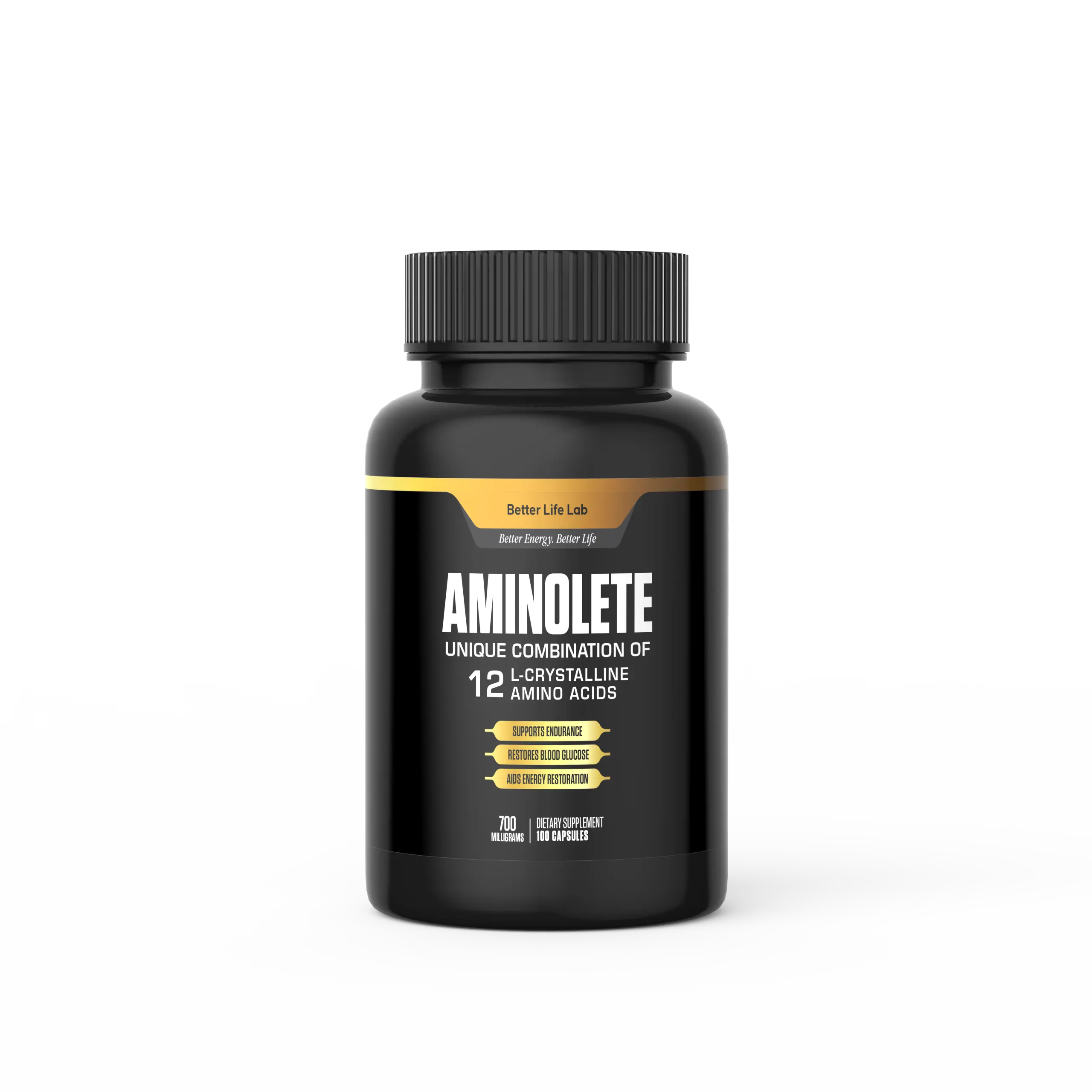Better Life Lab AMINOLETE Advanced Free-Form Amino Acid Support Supplement 12 L-Crystalline Amino Acids Capsules