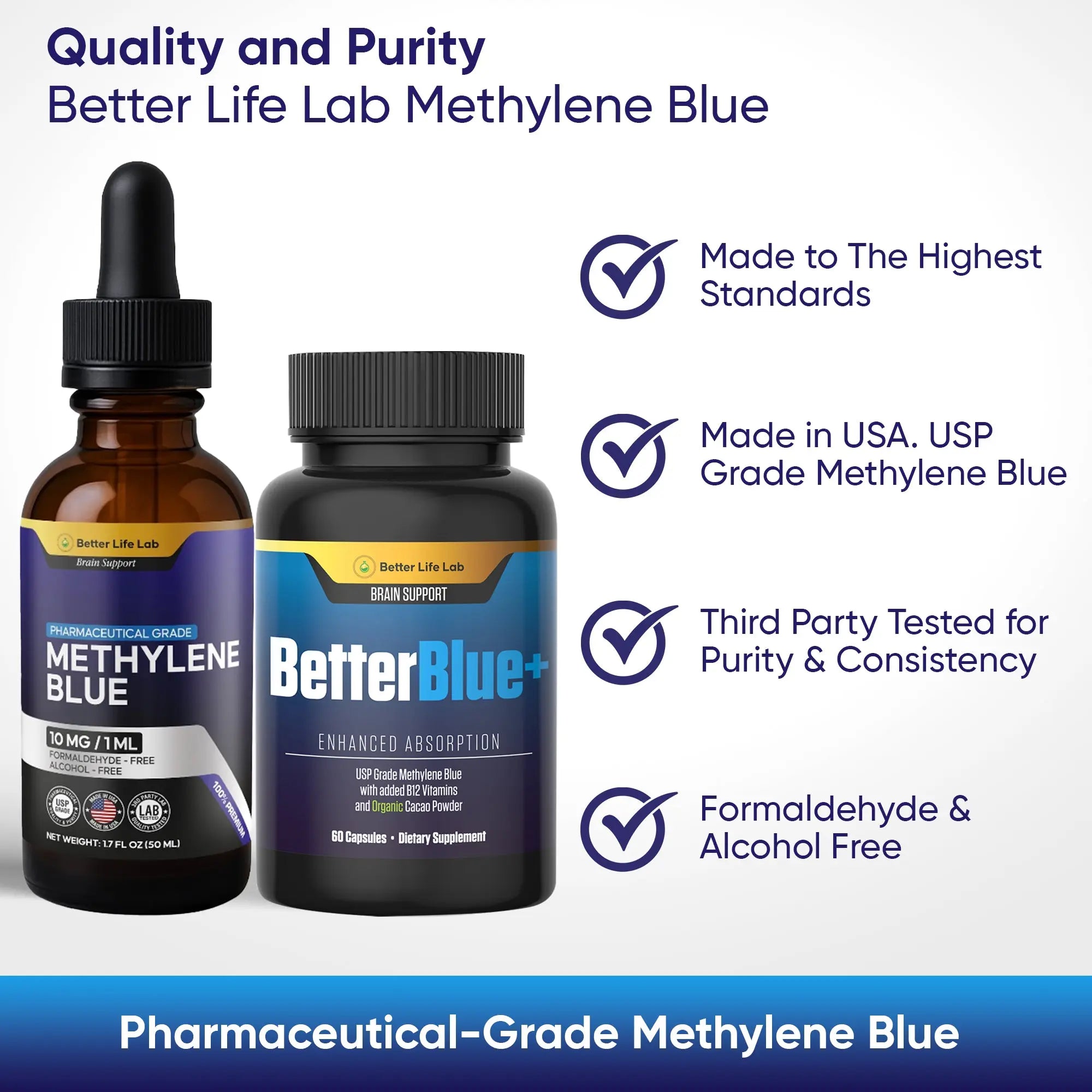 Methylene Blue Capsules & Tinctures Combo Pack – Cognitive Support & Cellular Energy Boost