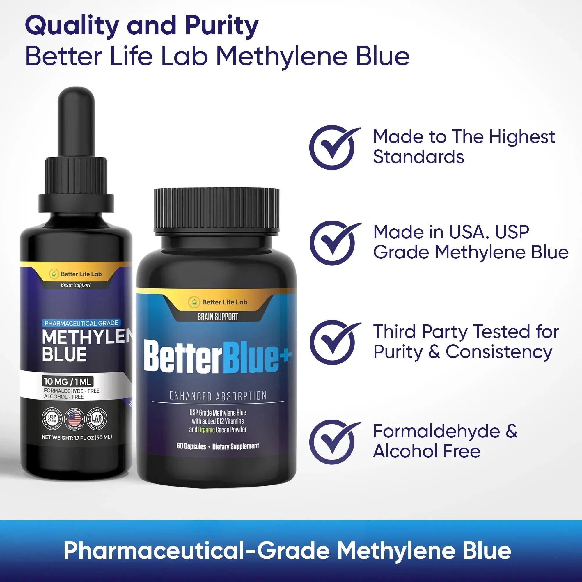 Methylene Blue Capsules & Tinctures Combo Pack – Cognitive Support & Cellular Energy Boost - Better Life Lab