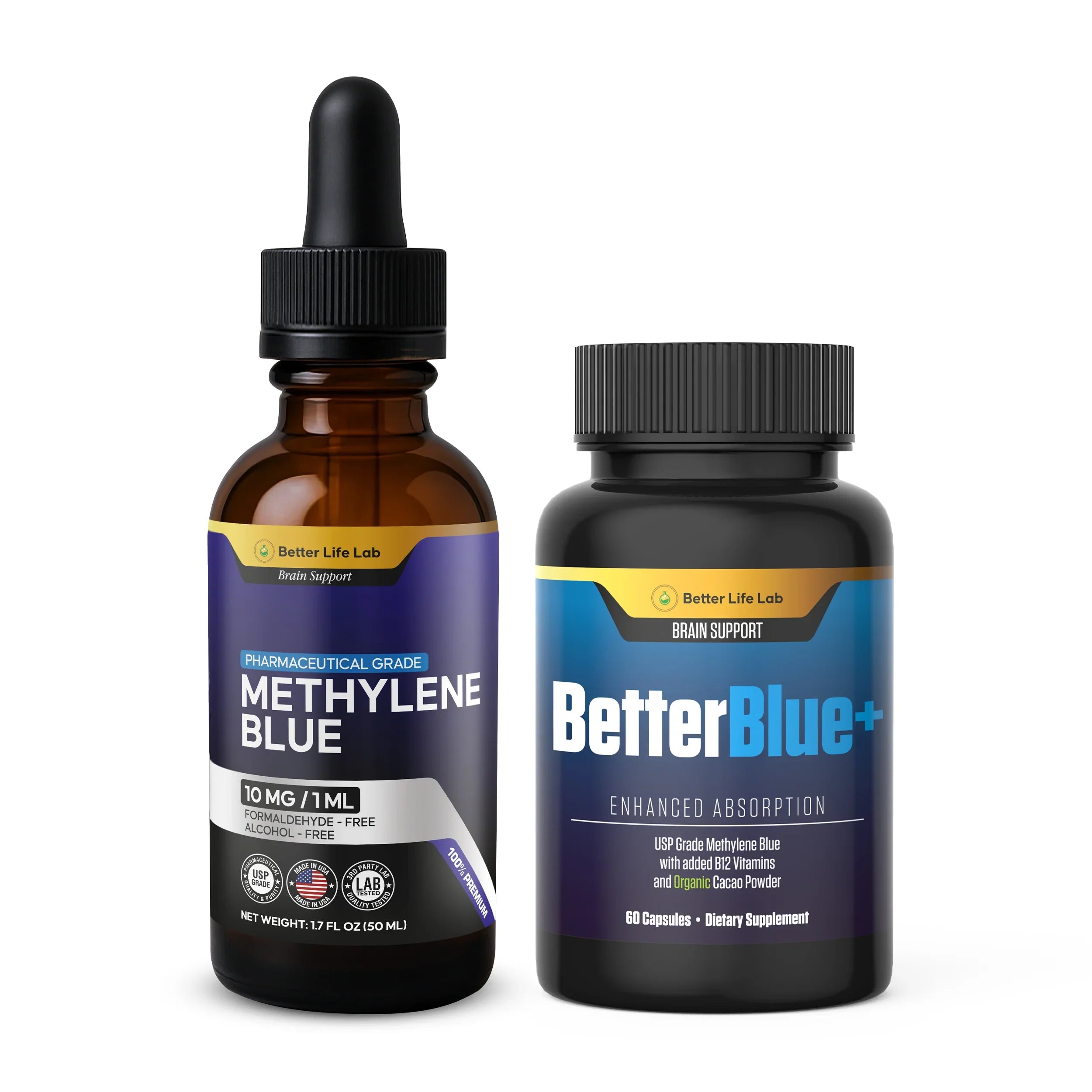 Methylene Blue Capsules & Tinctures Combo Pack – Cognitive Support & Cellular Energy Boost Better Life Lab
