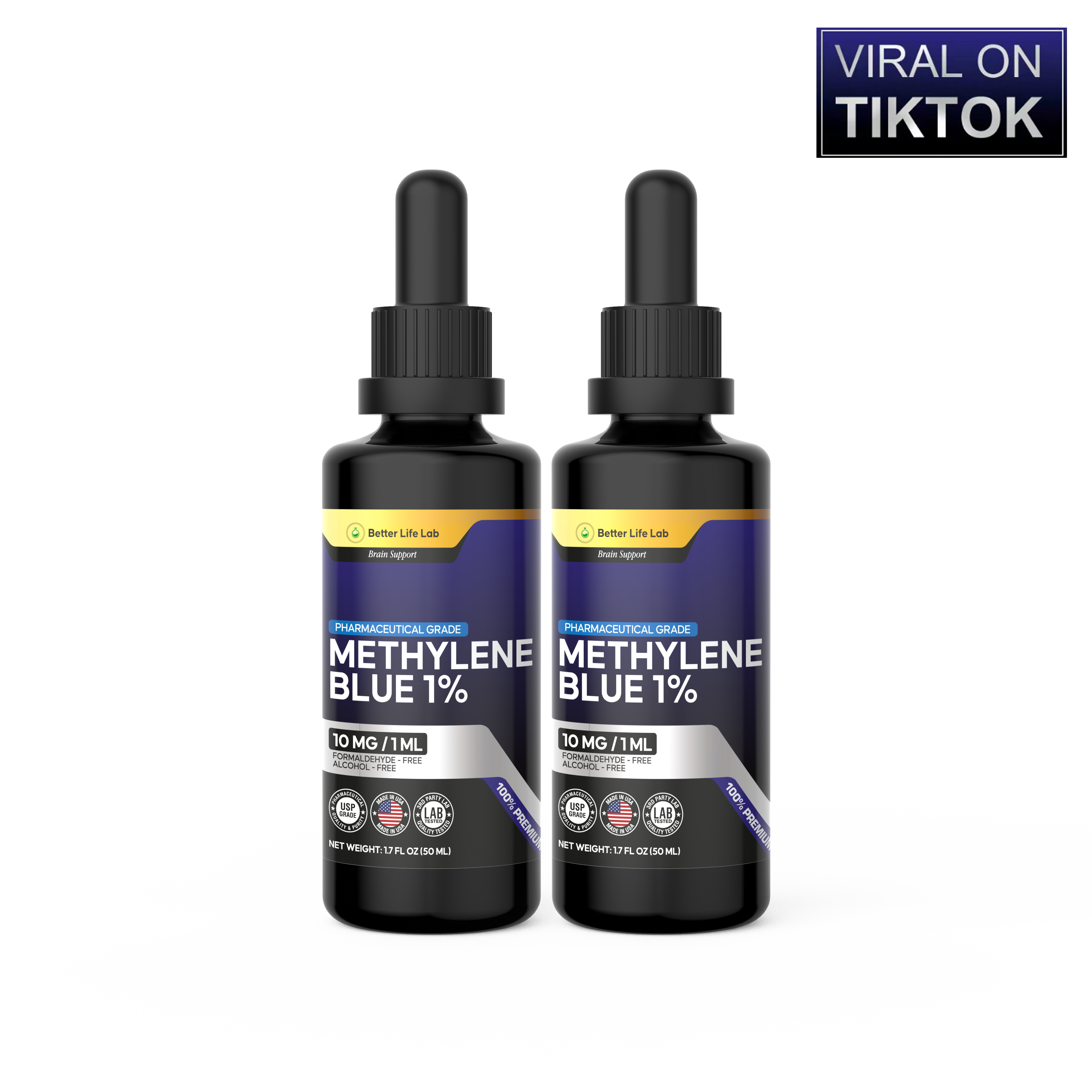 Methylene Blue (USP Grade) Pharma Grade Supplements (2 Pack)
