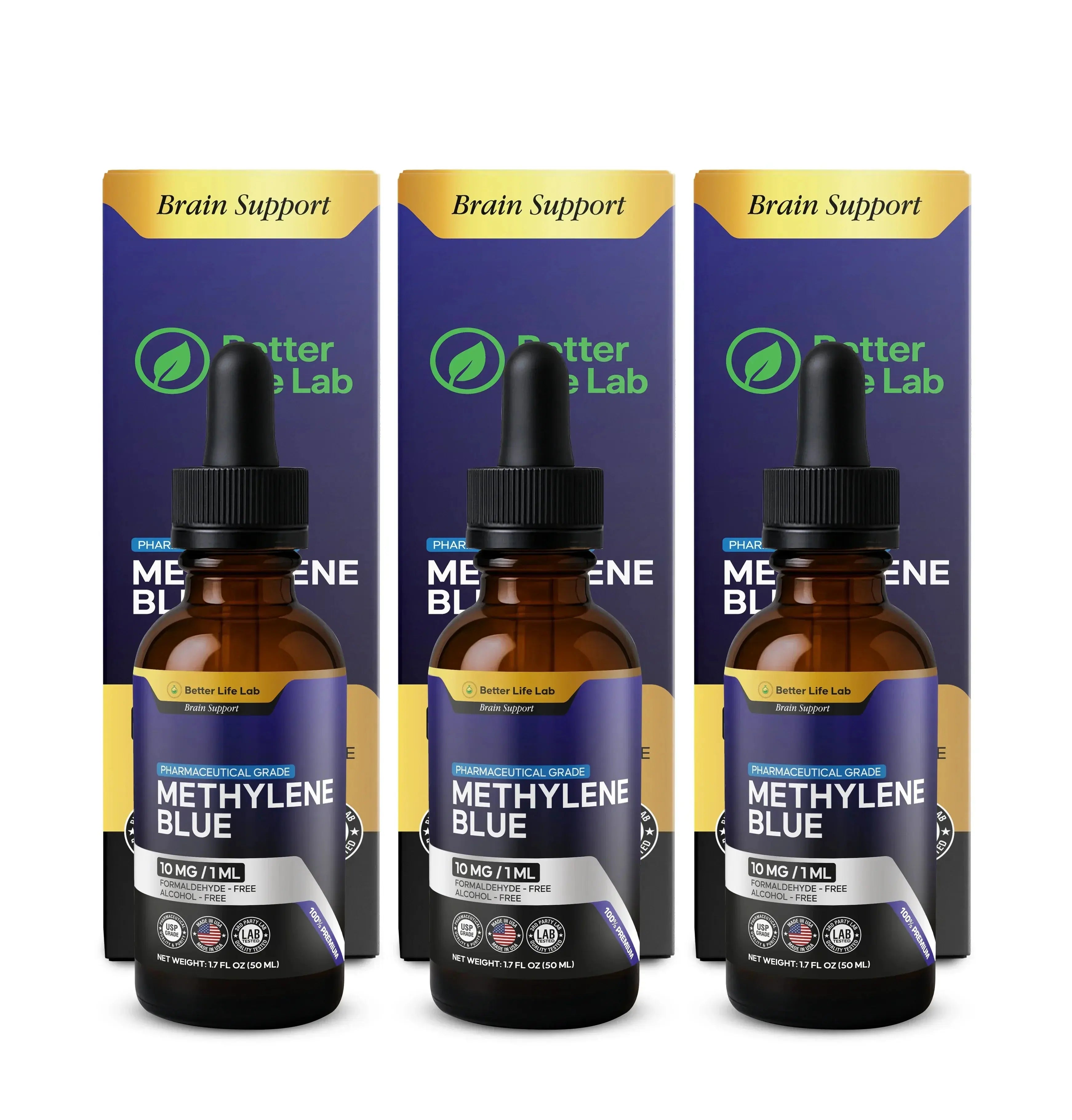 Methylene Blue (USP Grade) Pharma Grade Supplements (3 Pack) Better Life Lab