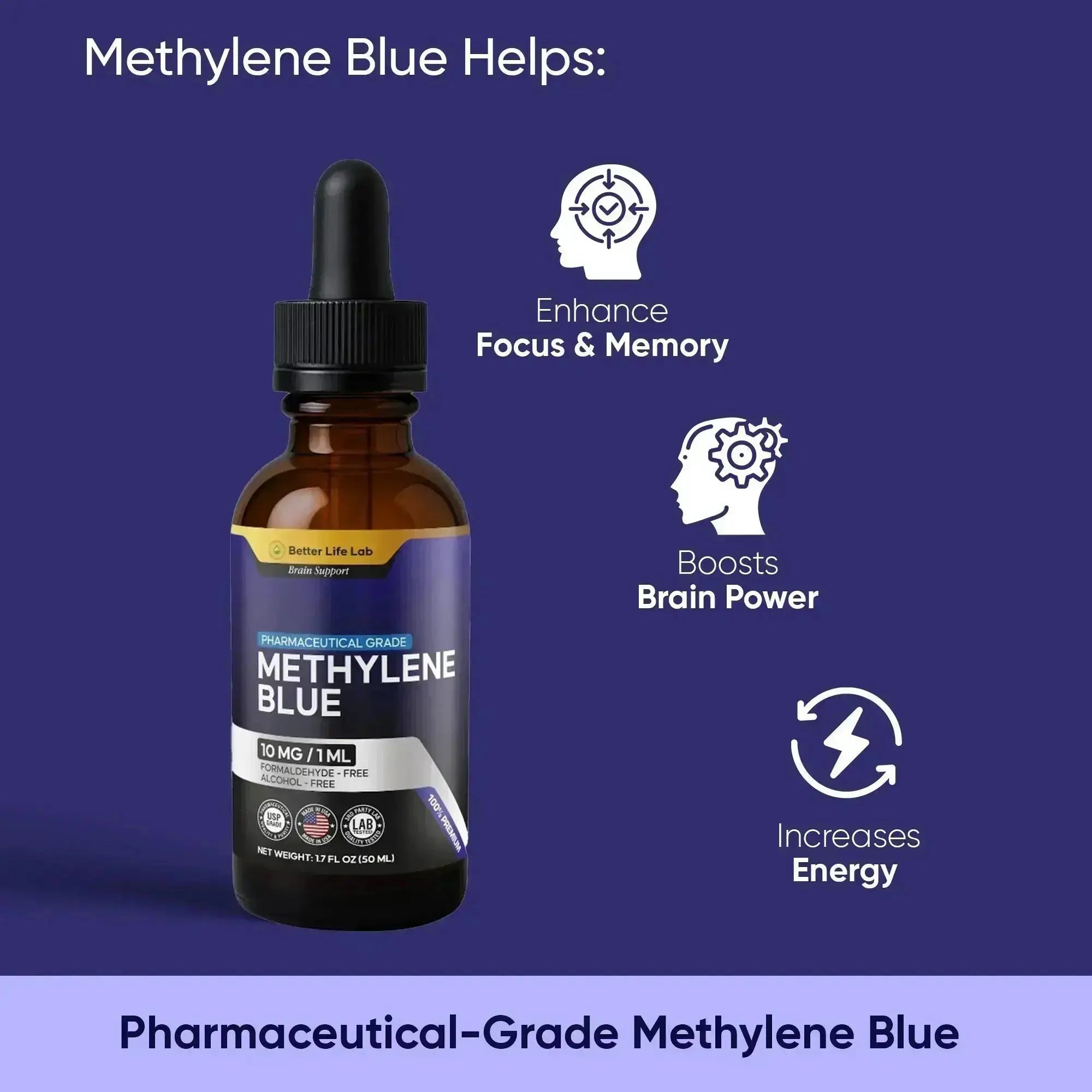 Methylene Blue (USP Grade) Pharma Grade Supplements (3 Pack) Better Life Lab
