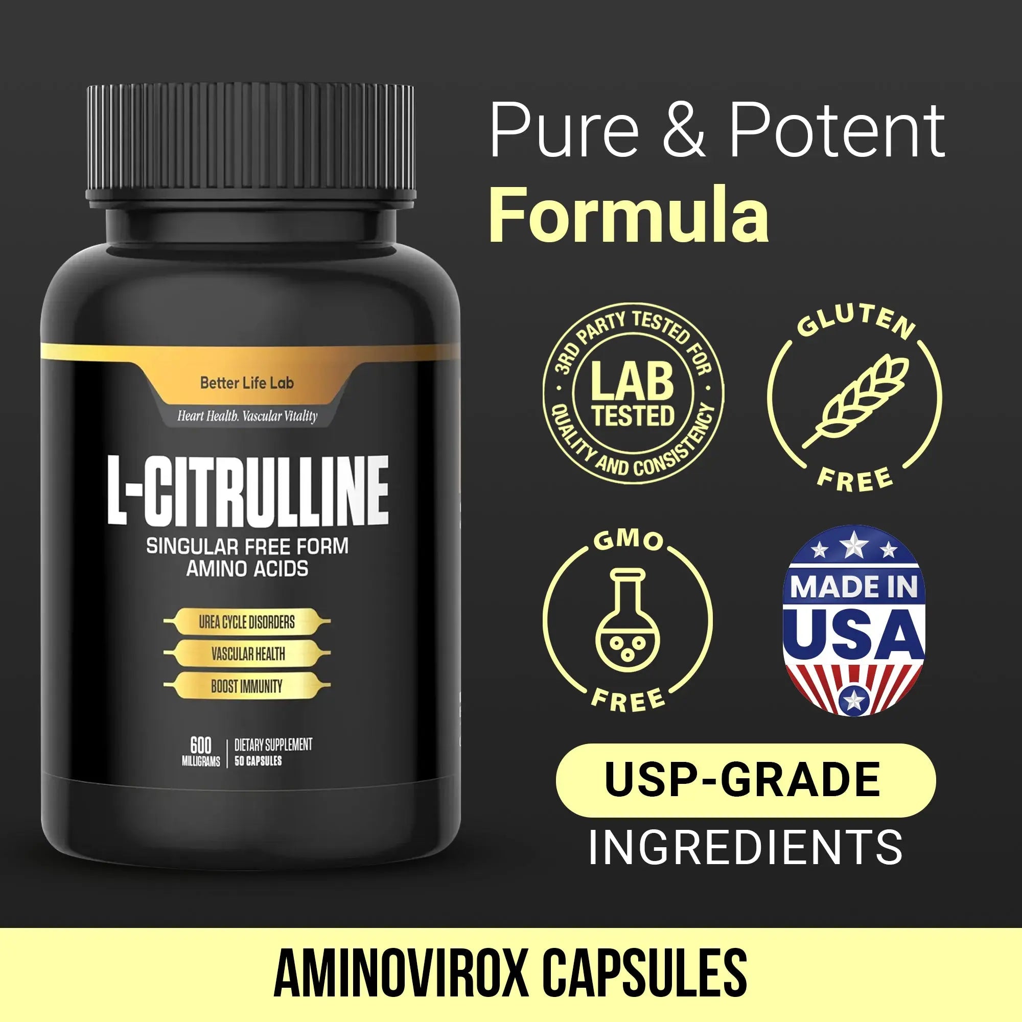 L-Citrulline – Singular Free-Form Amino Acid for Vascular Health & Energy Better Life Lab