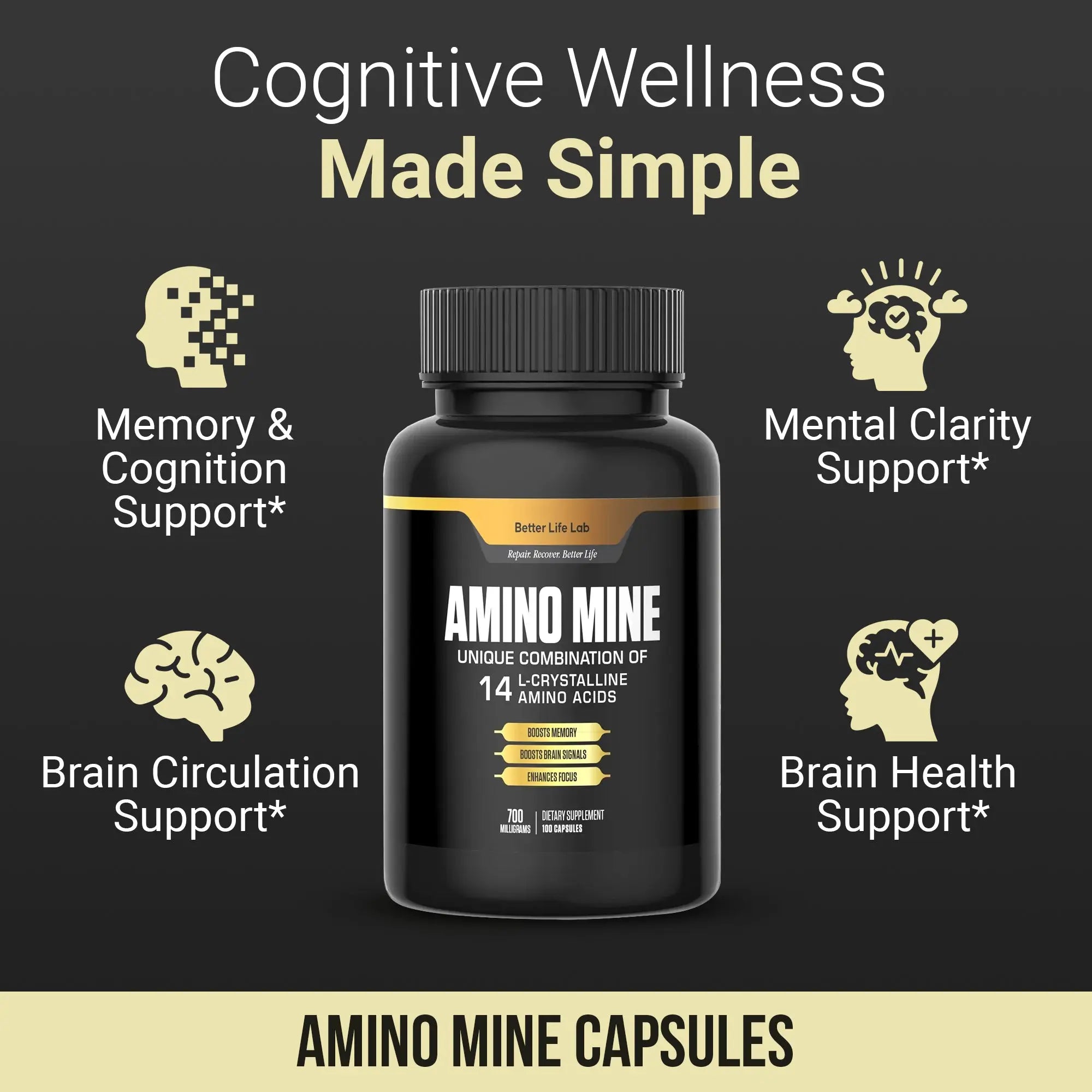 Better Life Lab Aminomine Advanced Amino Acid Supplement - Brain Health Memory and Focus Support - Image 6