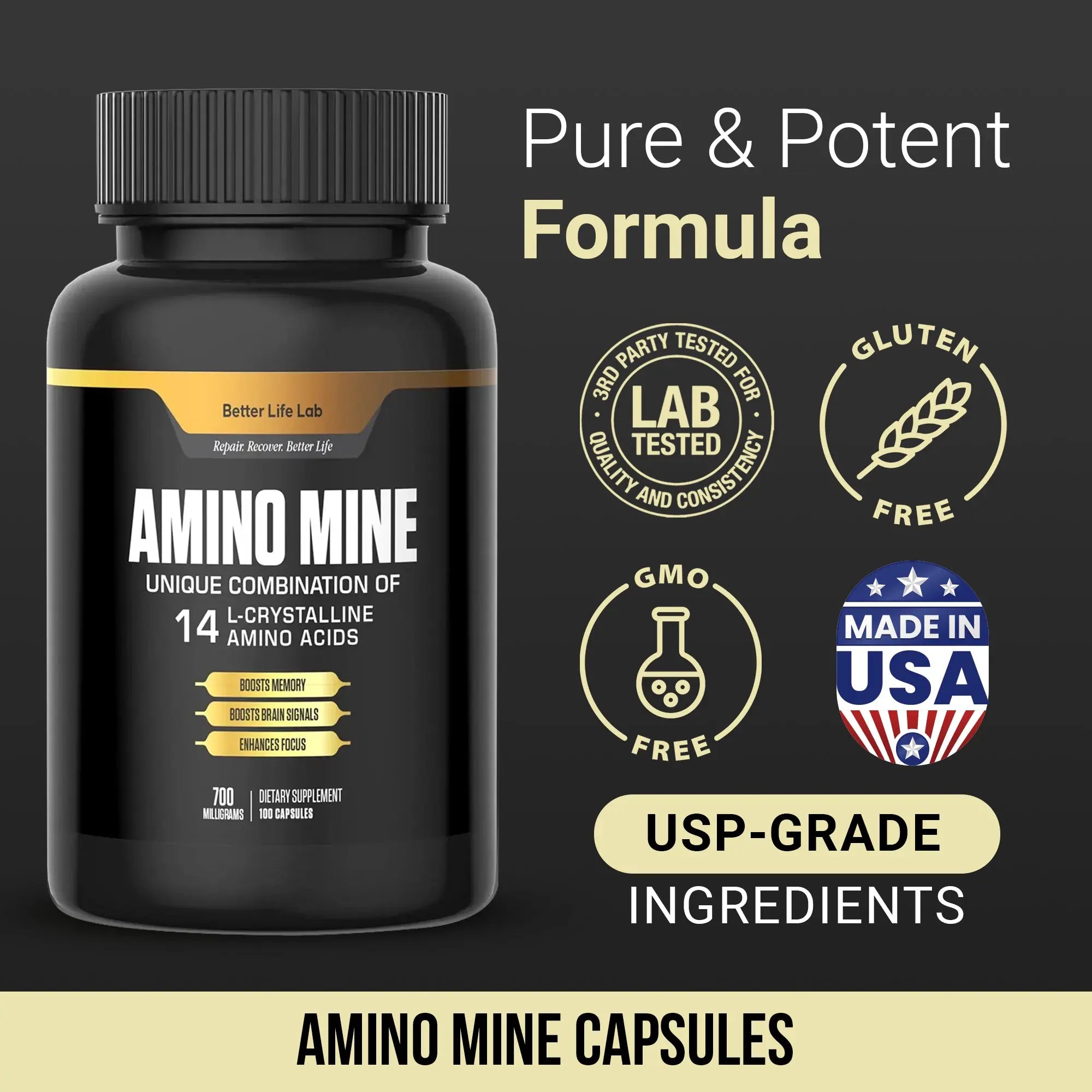 Better Life Lab Aminomine Advanced Amino Acid Supplement - Brain Health Memory and Focus Support - Image 2